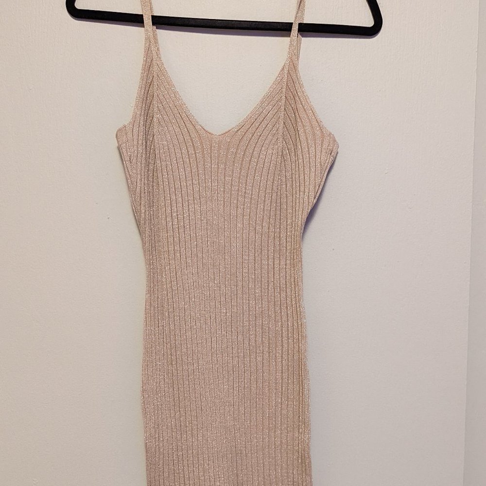 Gold Form Fitting Tank Dress